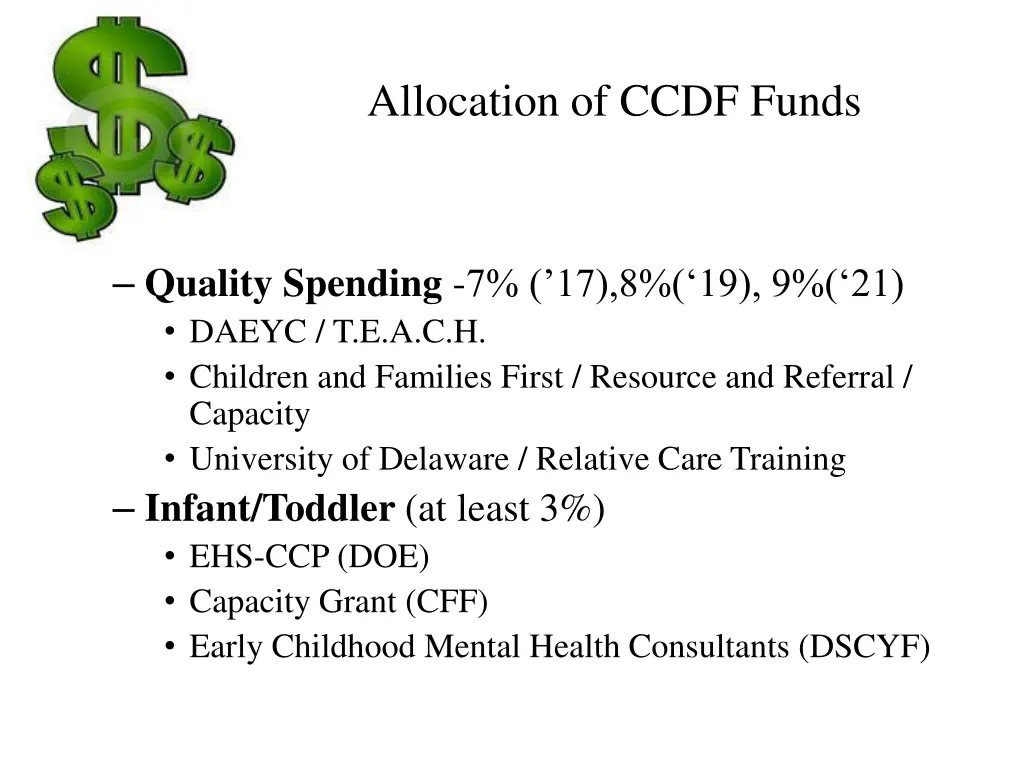 allocation of ccdf funds