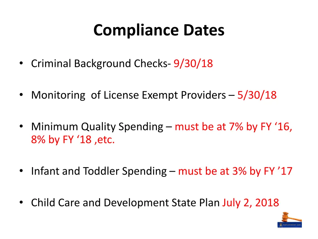 compliance dates