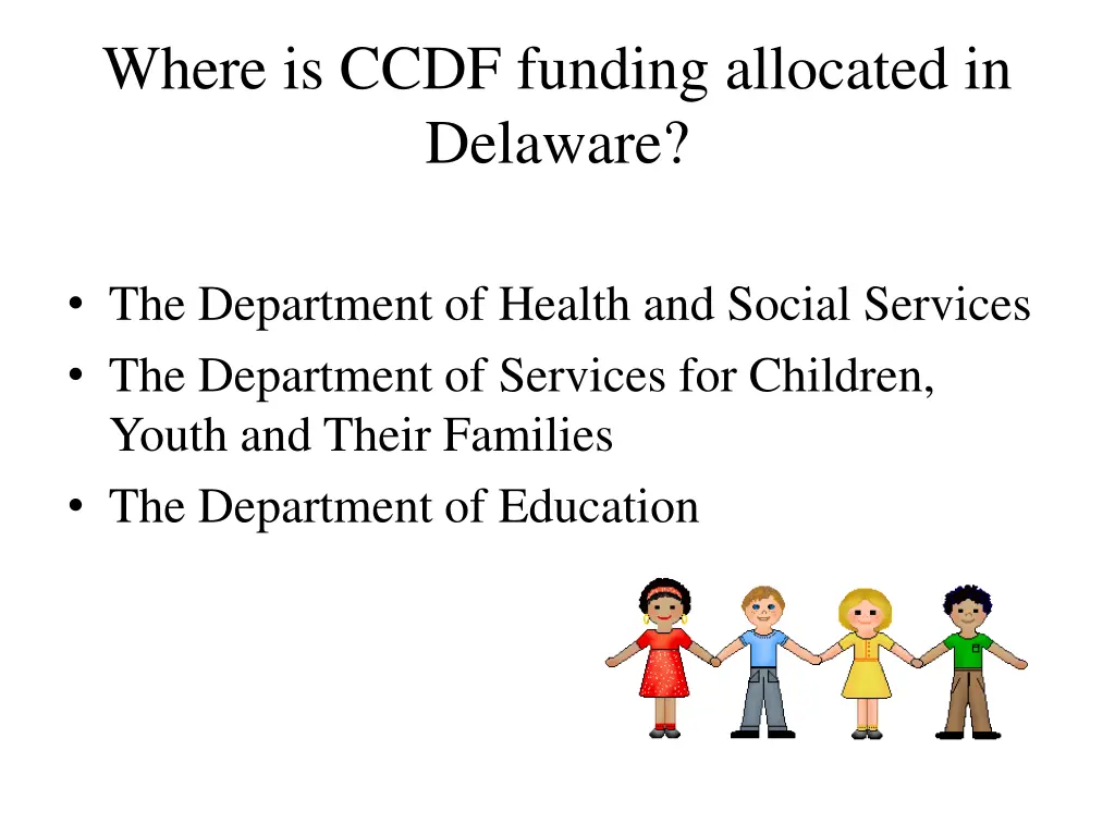 where is ccdf funding allocated in delaware