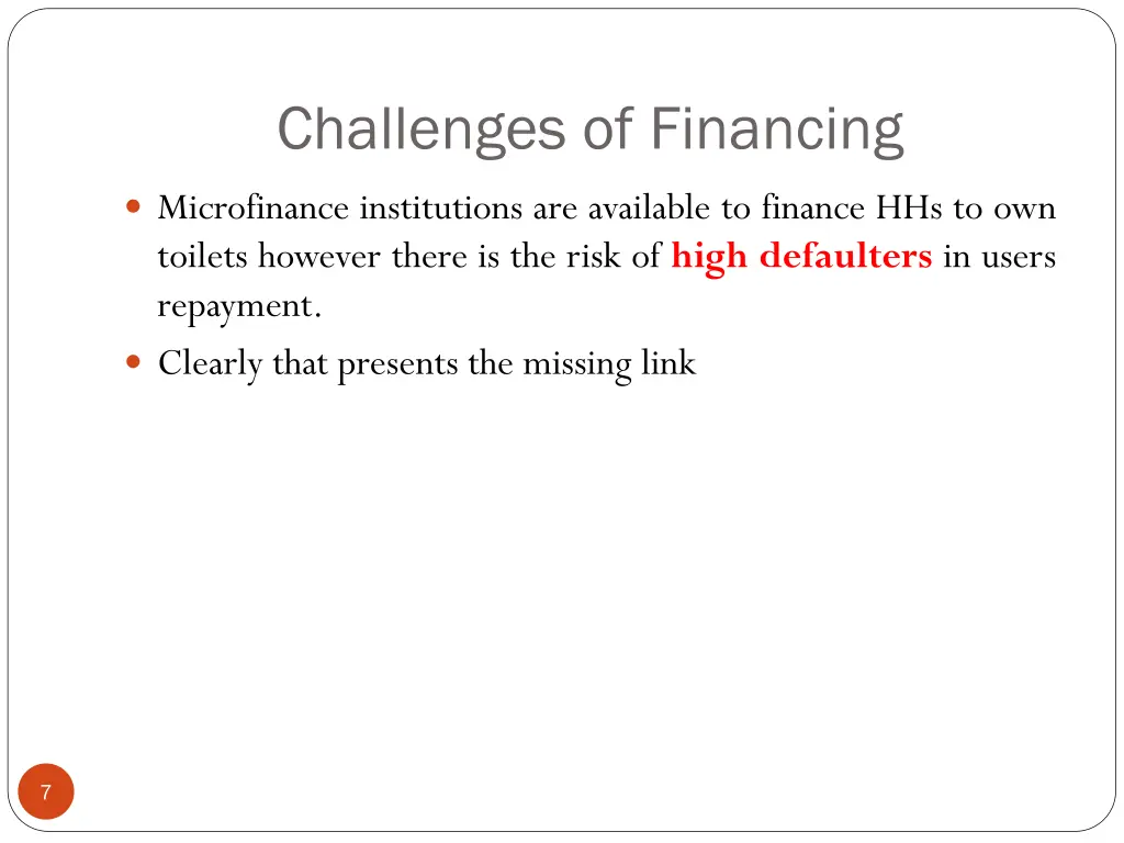 challenges of financing