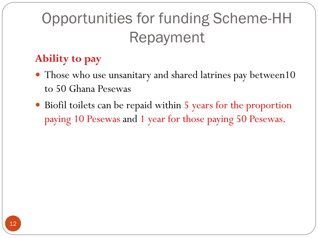 opportunities for funding scheme hh repayment