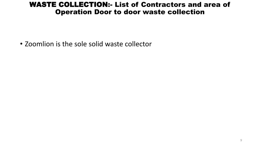 waste collection waste collection list