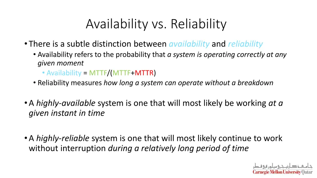 availability vs reliability