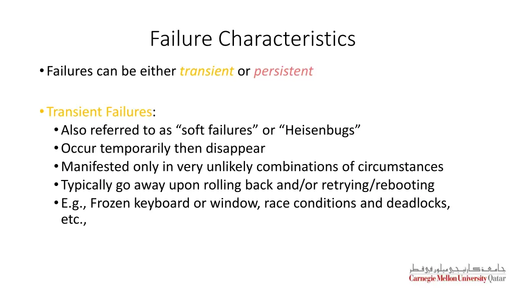 failure characteristics