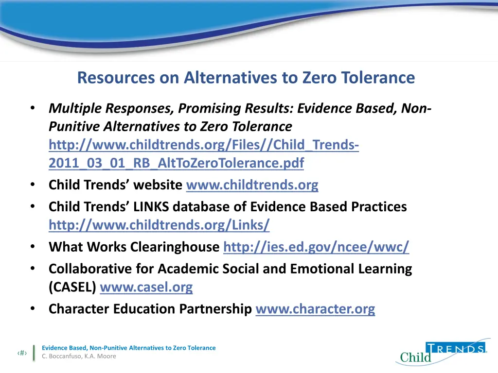 resources on alternatives to zero tolerance