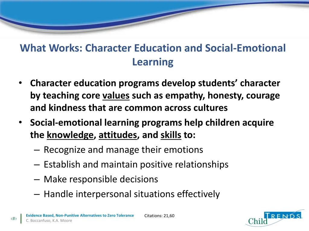 what works character education and social