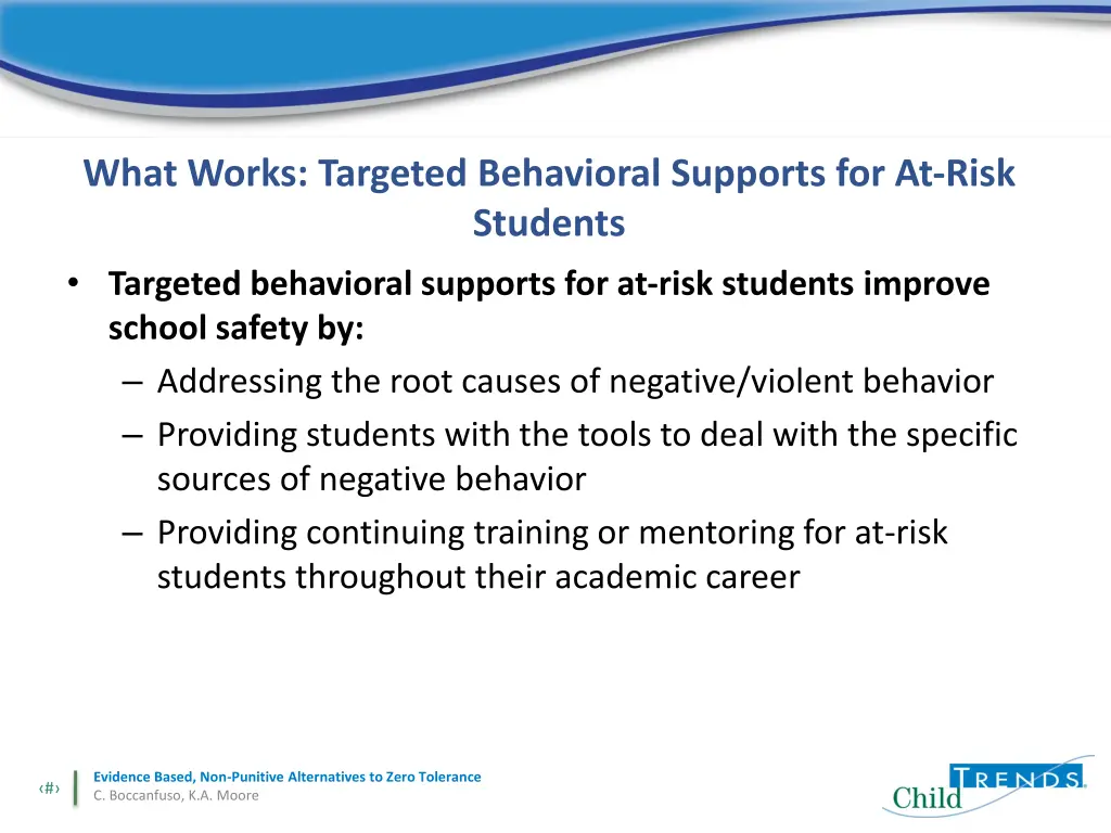 what works targeted behavioral supports