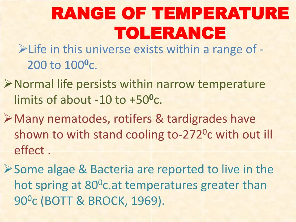 range of temperature range of temperature