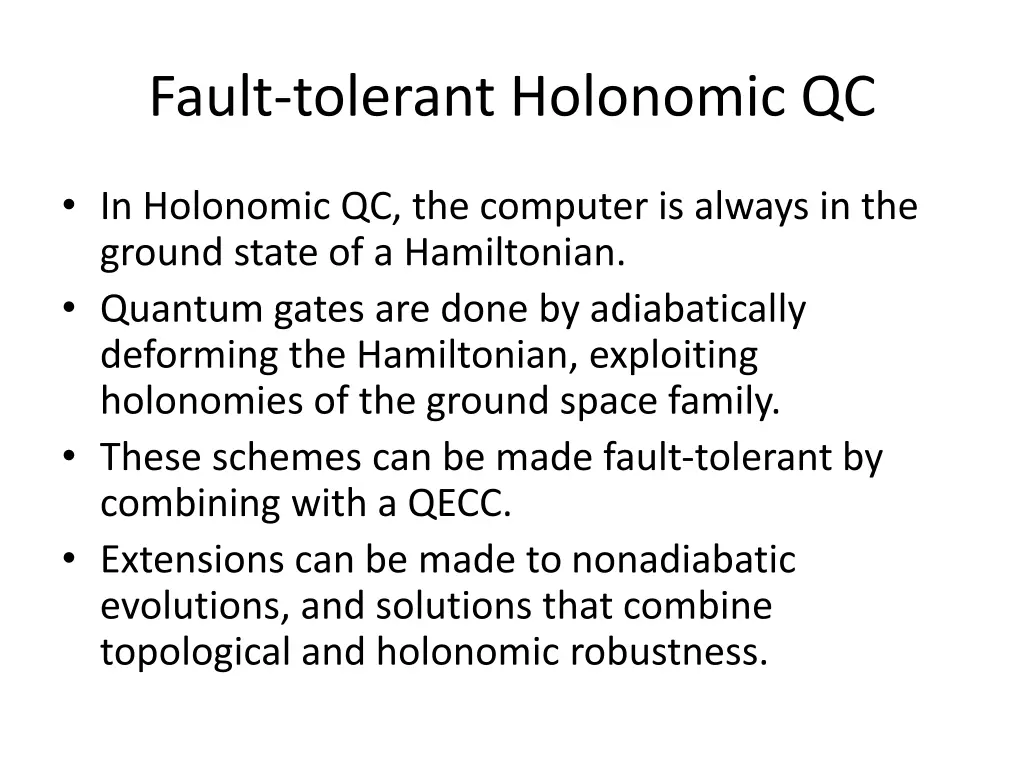 fault tolerant holonomic qc