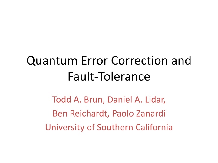 quantum error correction and fault tolerance