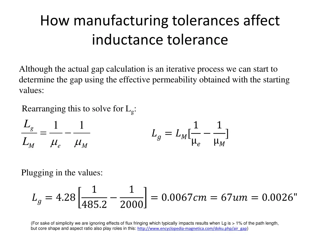 how manufacturing tolerances affect inductance 1