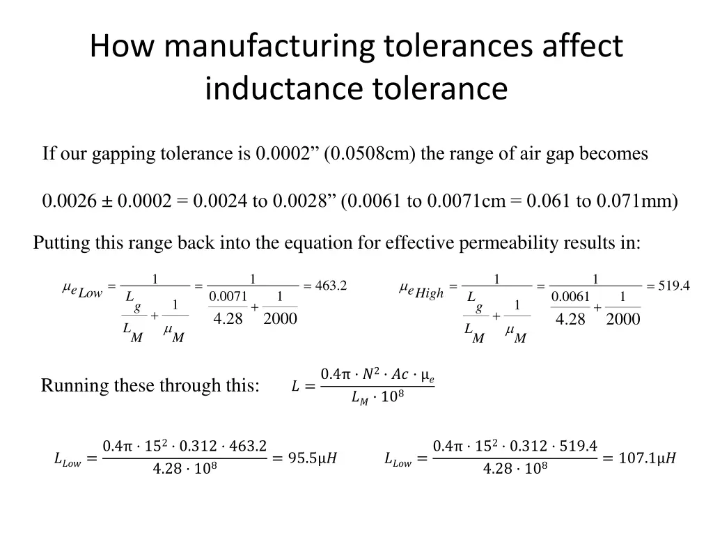 how manufacturing tolerances affect inductance 2