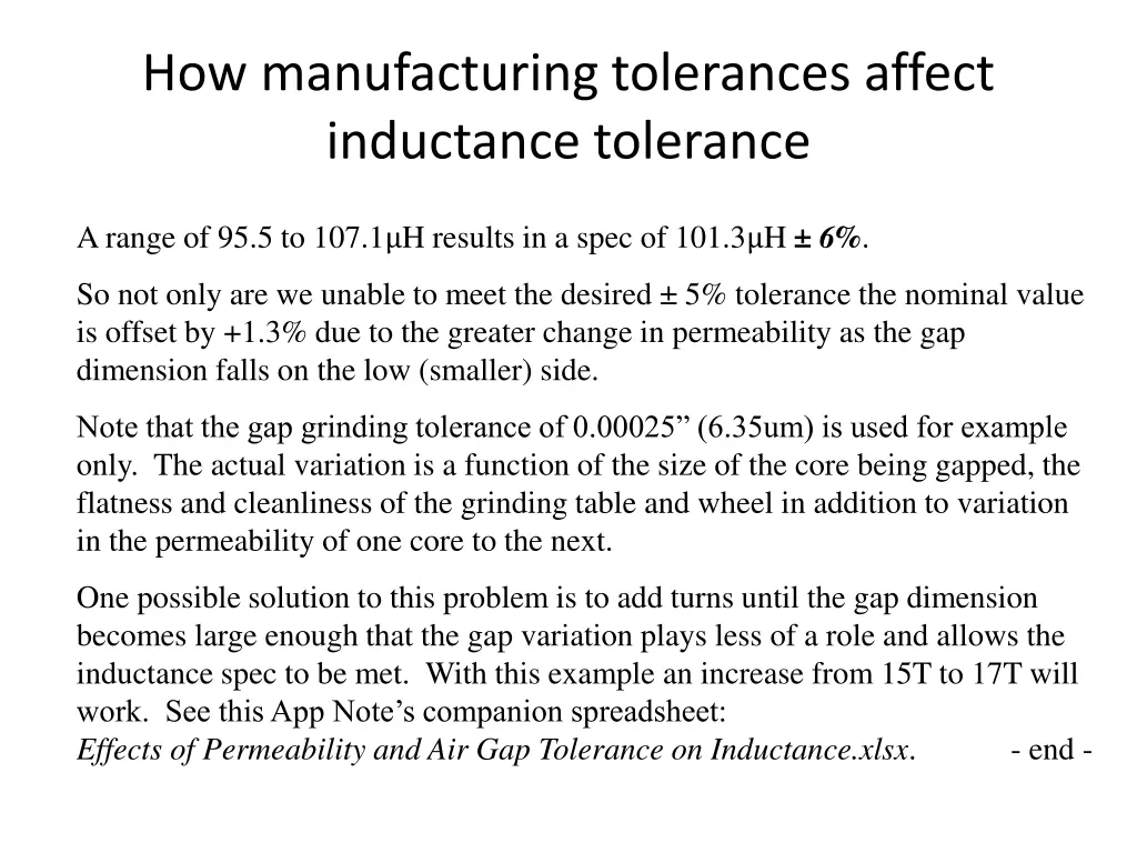 how manufacturing tolerances affect inductance 3