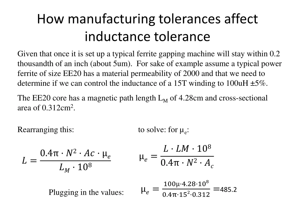 how manufacturing tolerances affect inductance