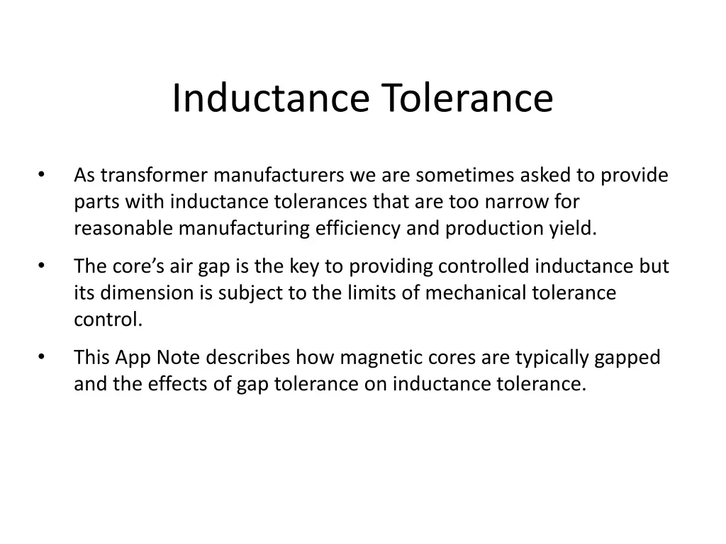 inductance tolerance