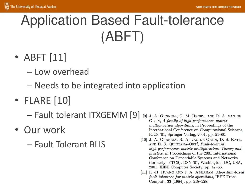 application based fault tolerance abft