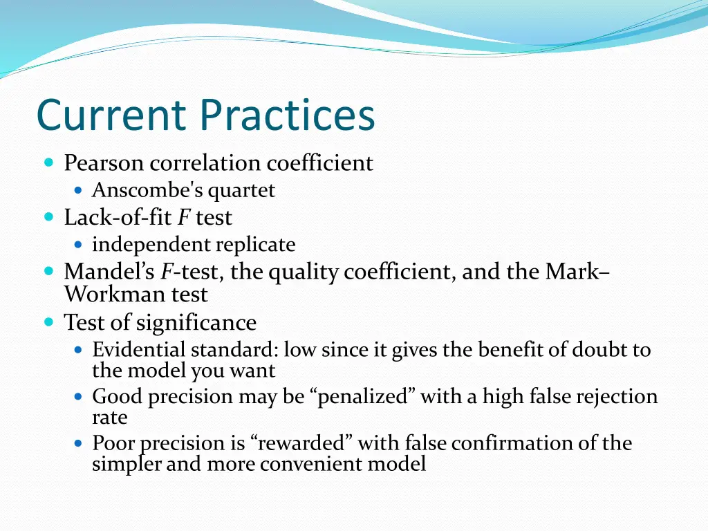 current practices pearson correlation coefficient