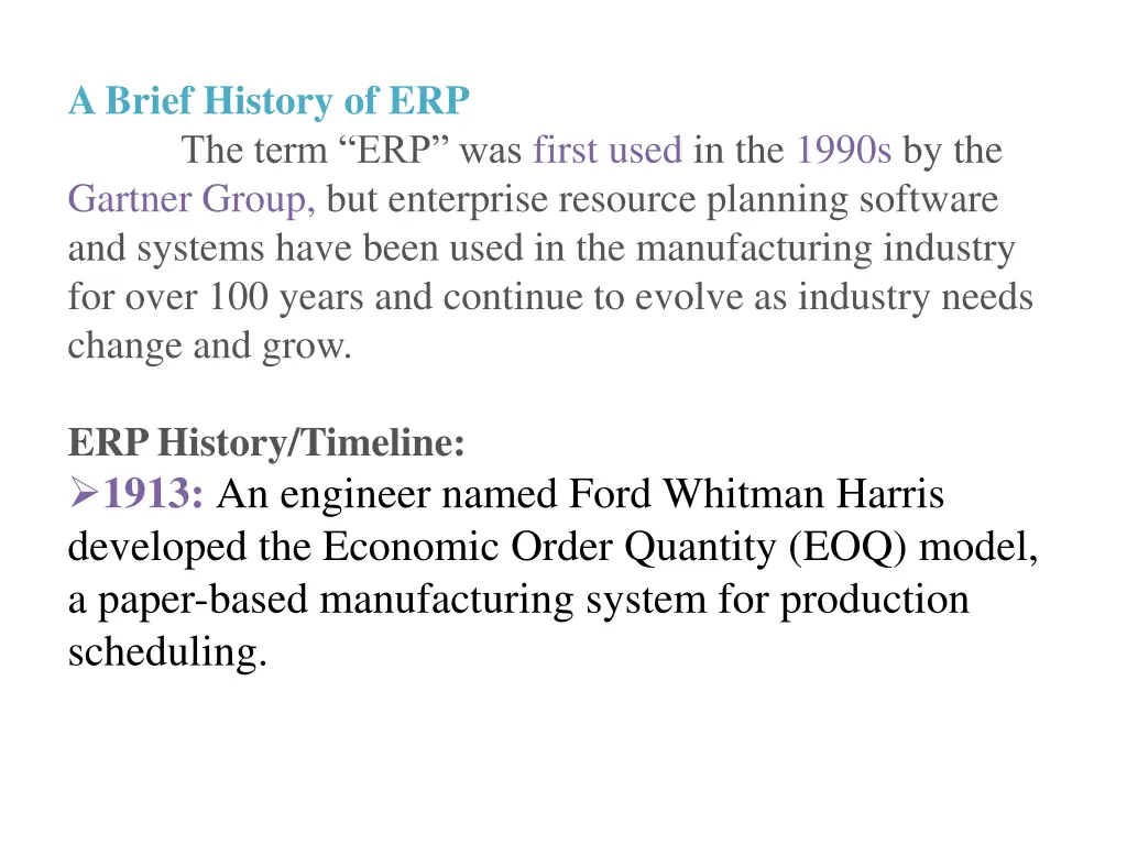 a brief history of erp the term erp was first