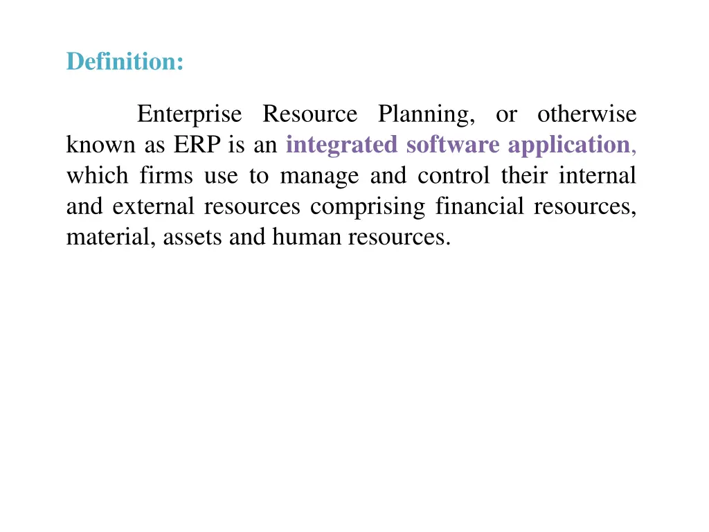 definition known as erp is an integrated software