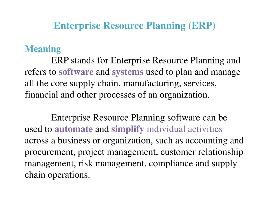 enterprise resource planning erp