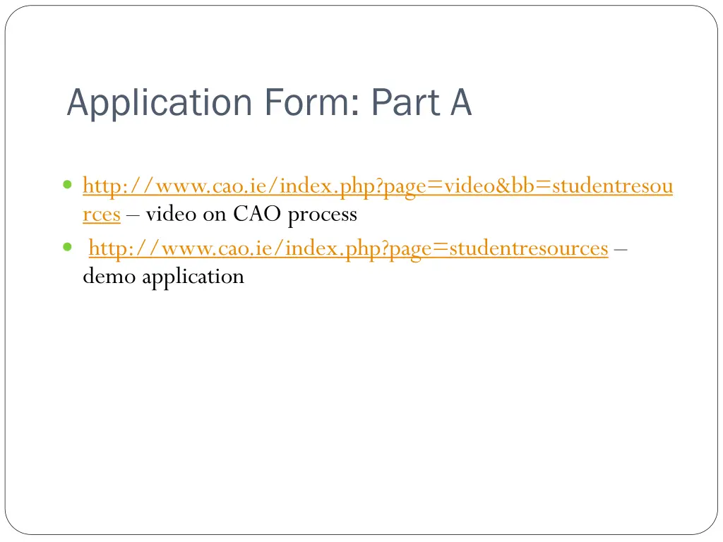 application form part a