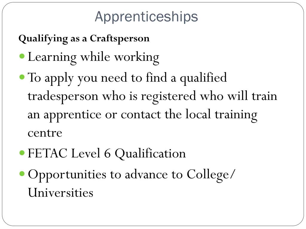 apprenticeships