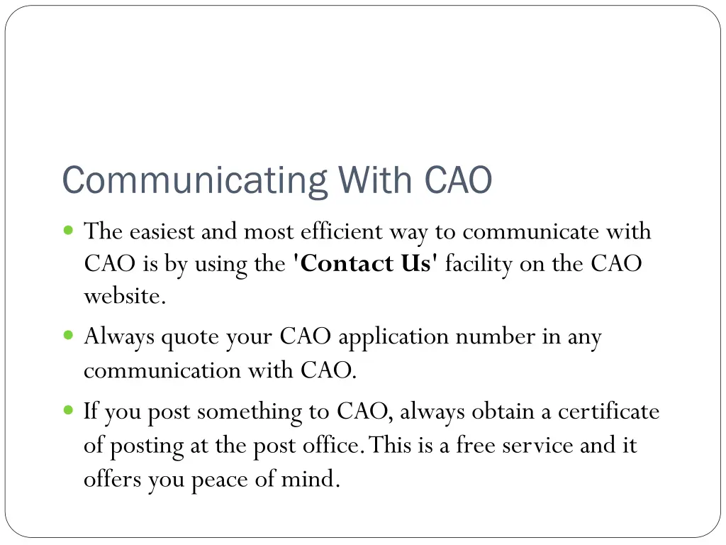 communicating with cao