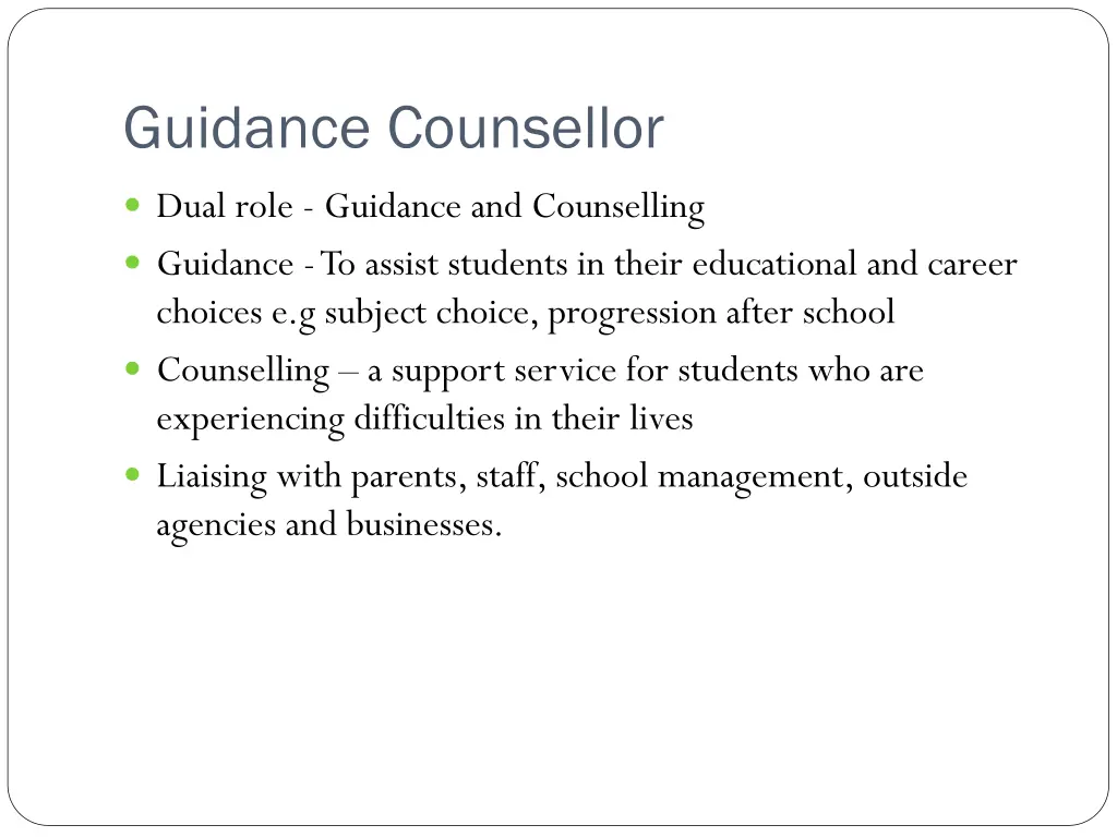 guidance counsellor