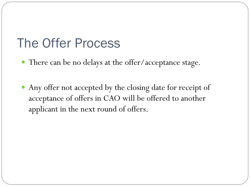 the offer process