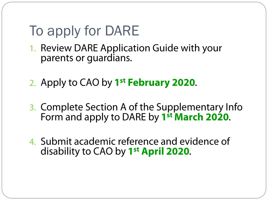 to apply for dare