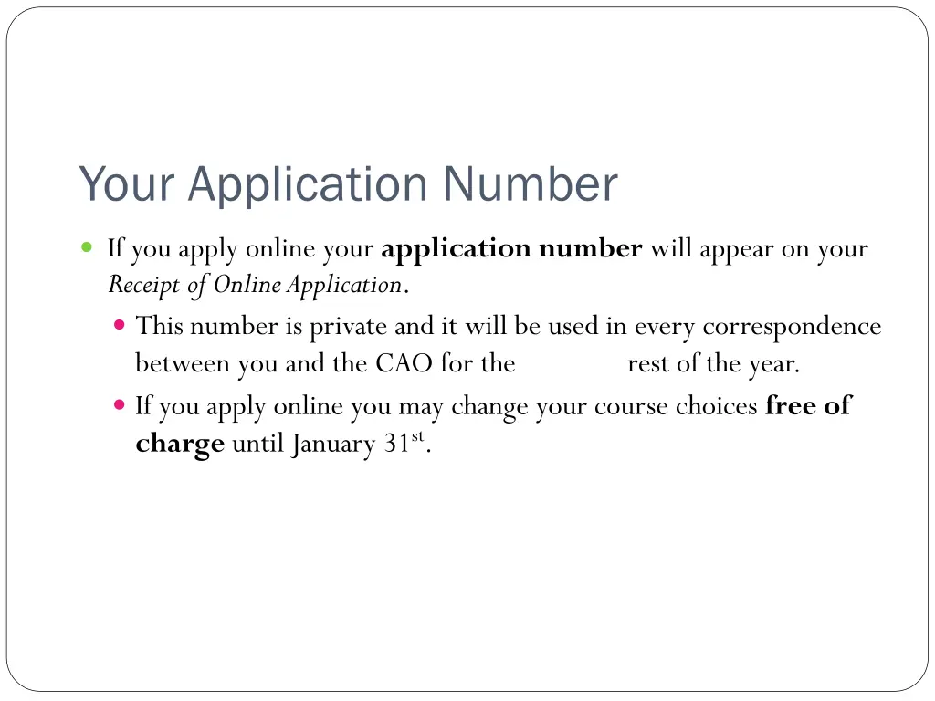 your application number