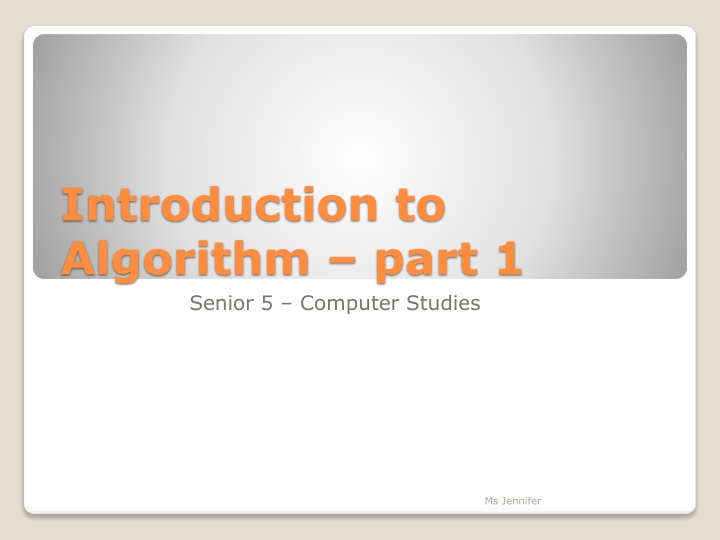 introduction to algorithm part 1 senior