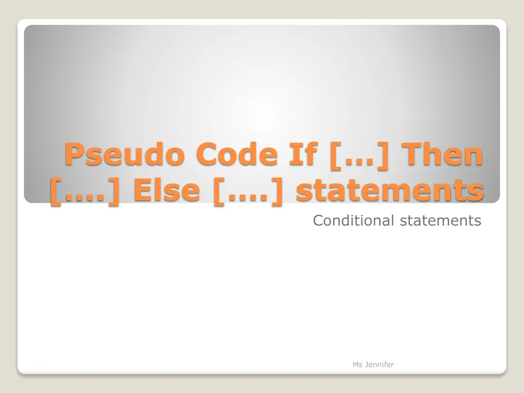 pseudo code if then else statements