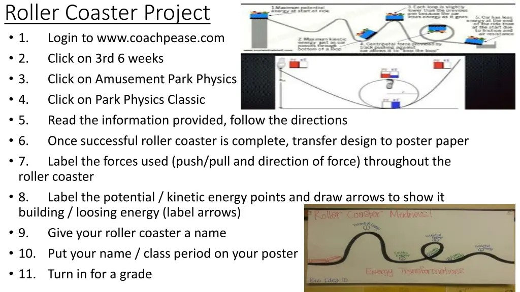 roller coaster project 1 login to www coachpease