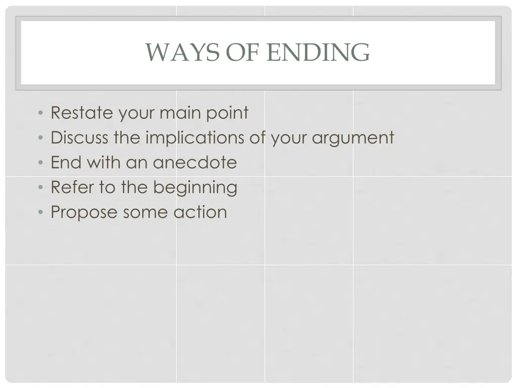 ways of ending