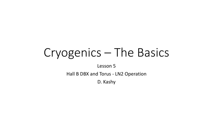 cryogenics the basics