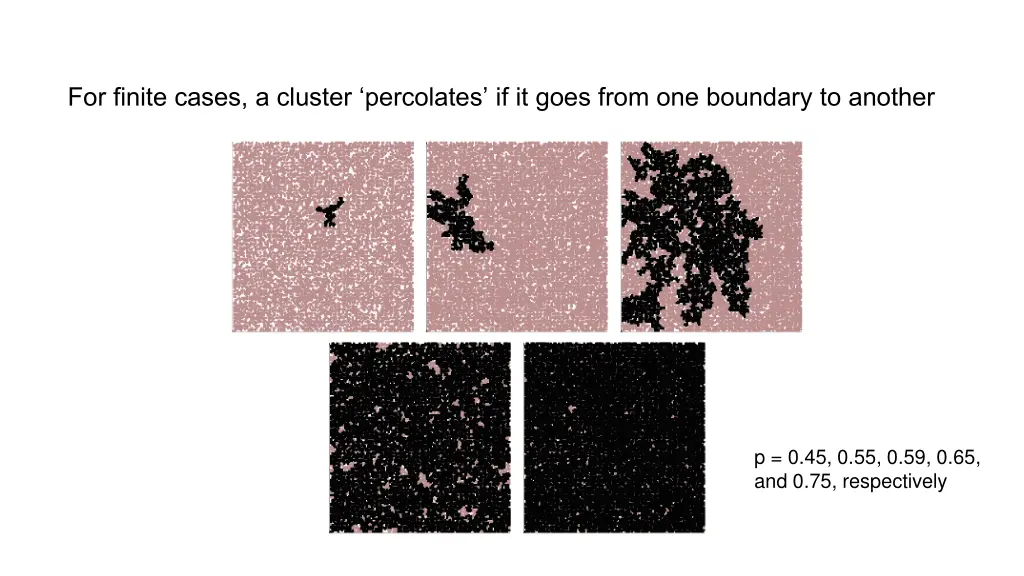 for finite cases a cluster percolates if it goes