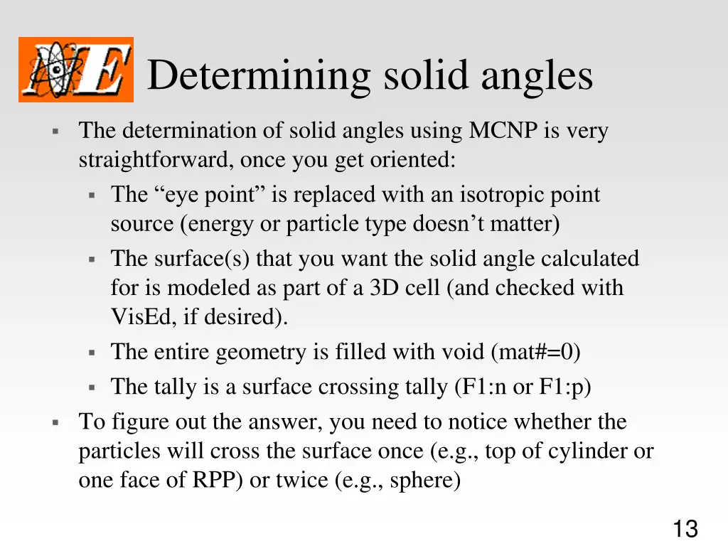 determining solid angles