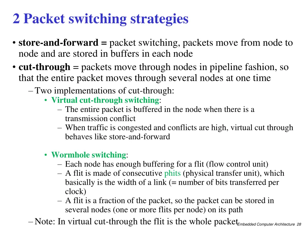 2 packet switching strategies