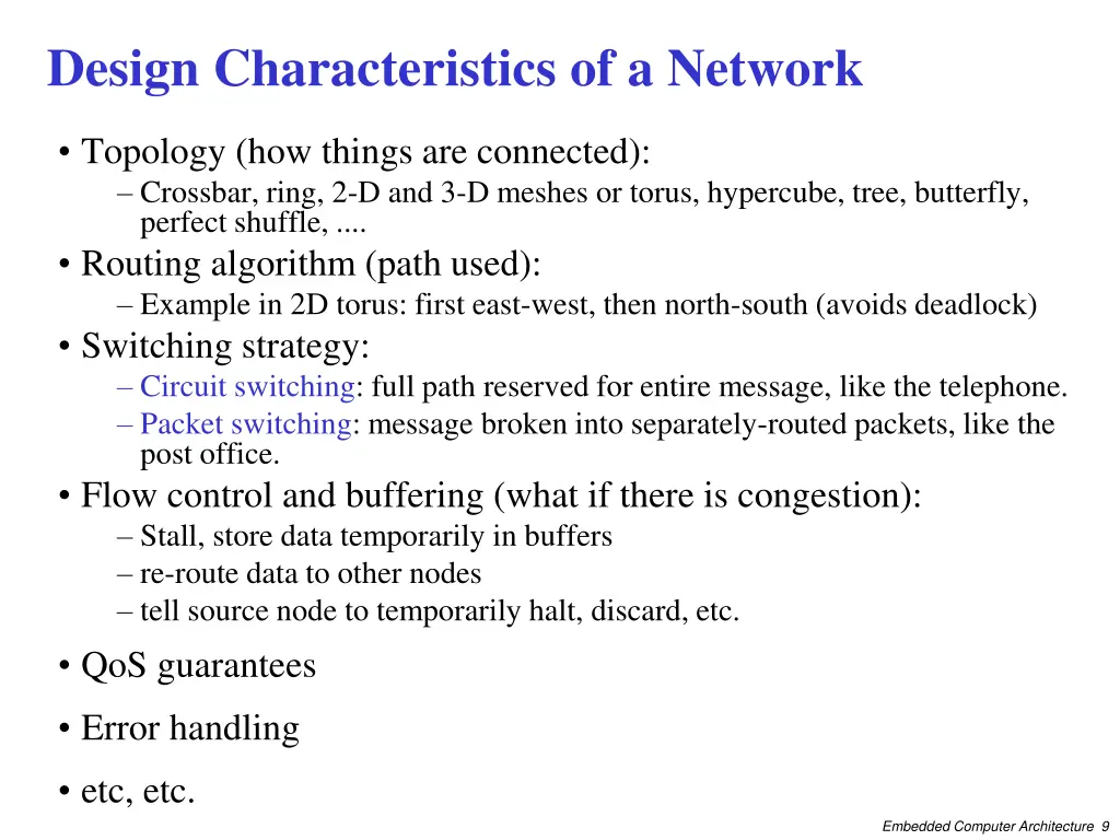 design characteristics of a network