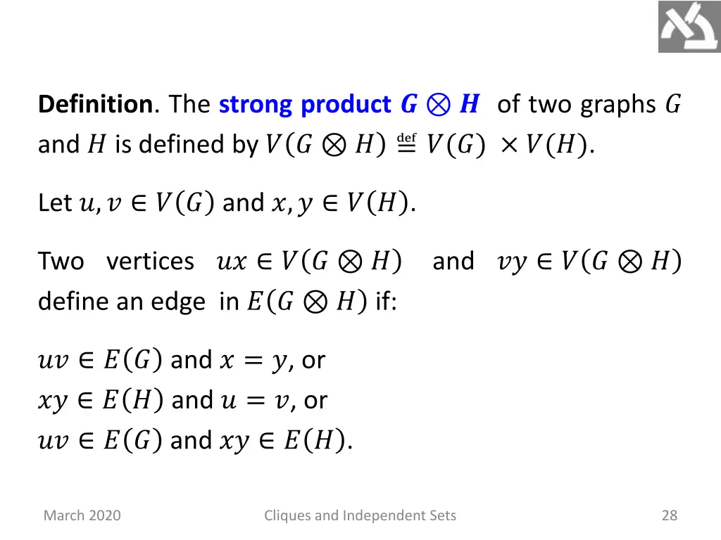 definition the strong product of two graphs