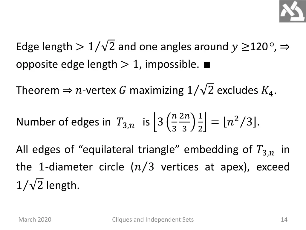 edge length opposite edge length 1 impossible