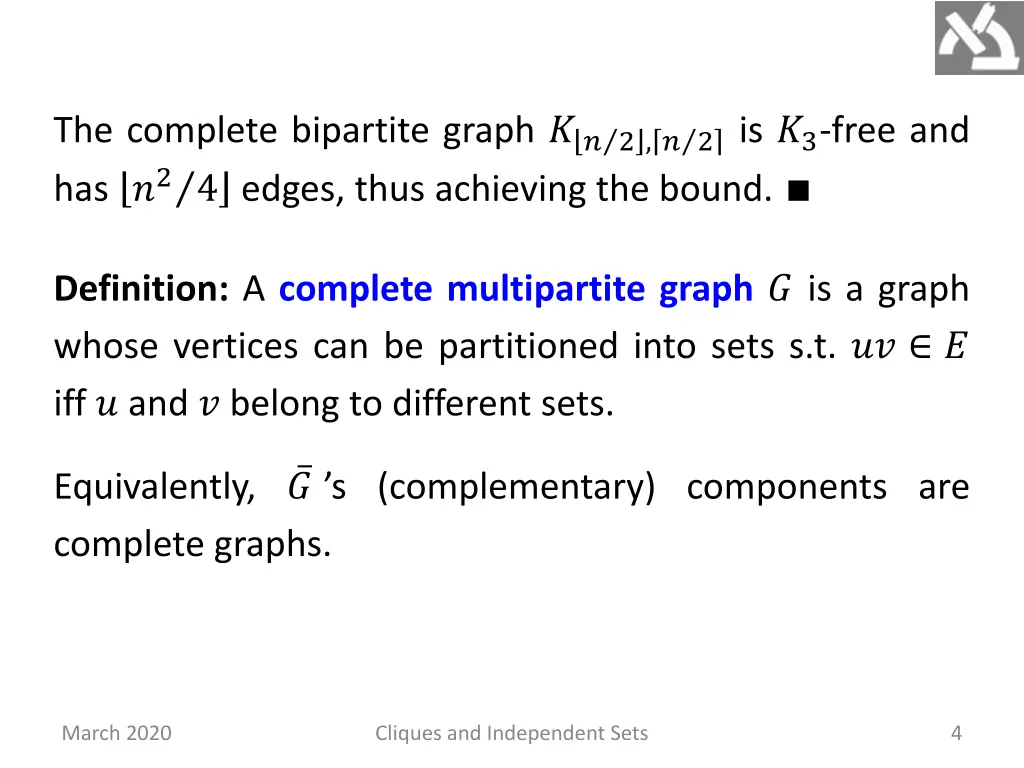 the complete bipartite graph has 2 4 edges thus