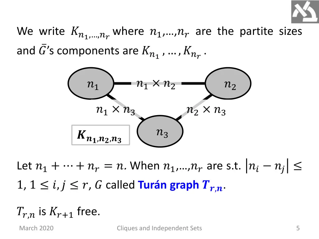 we write 1 where 1 are the partite sizes