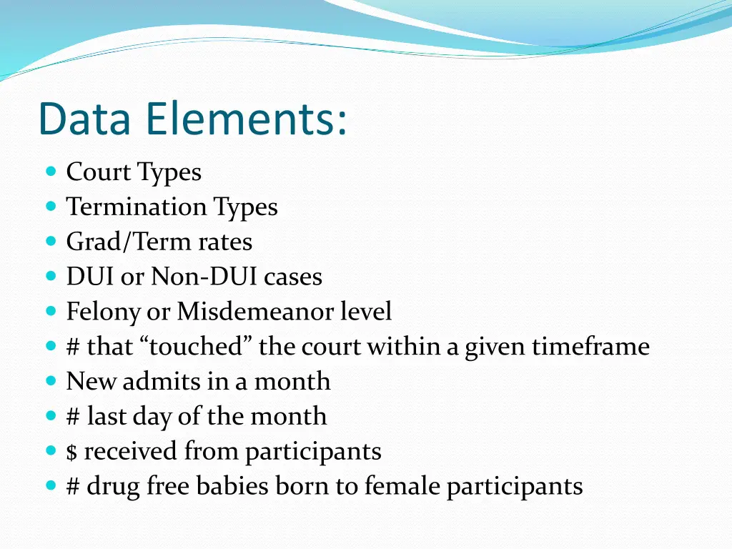 data elements court types termination types grad