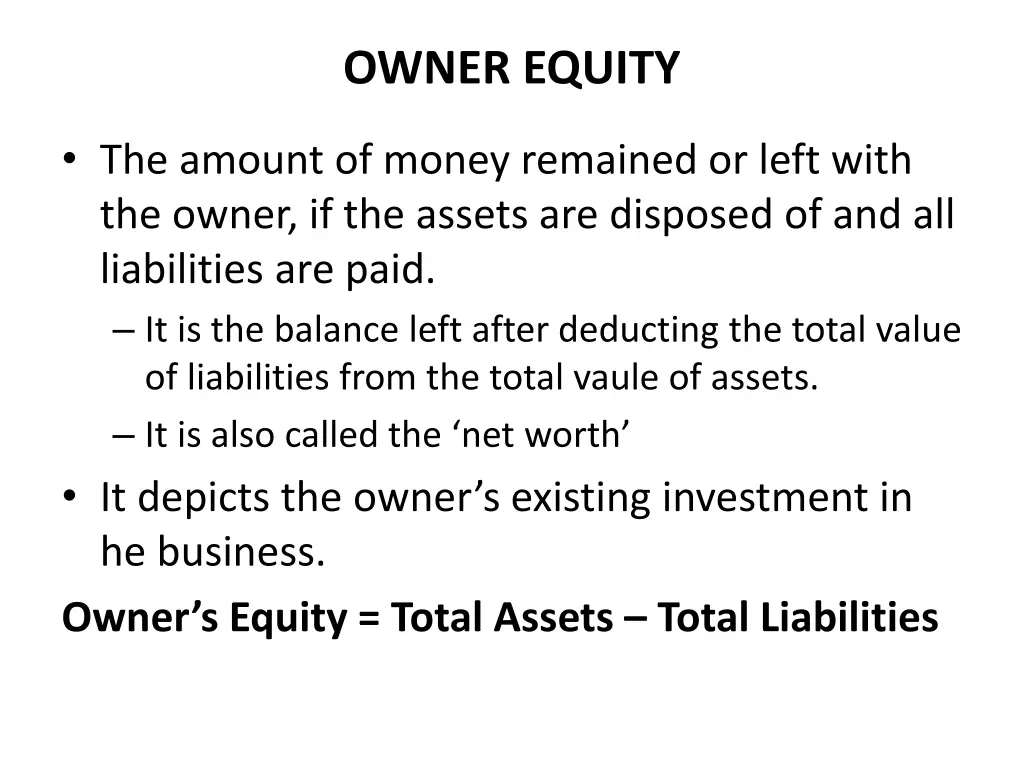 owner equity