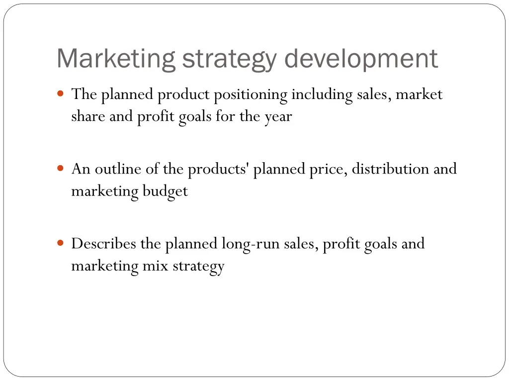 marketing strategy development