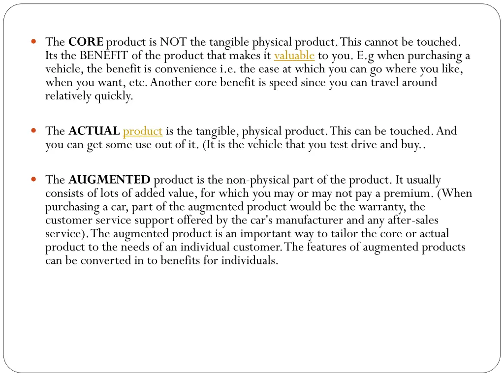 the core product is not the tangible physical