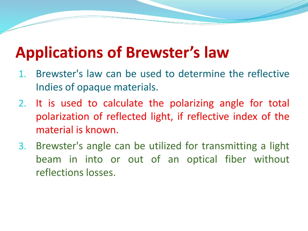 applications of brewster s law