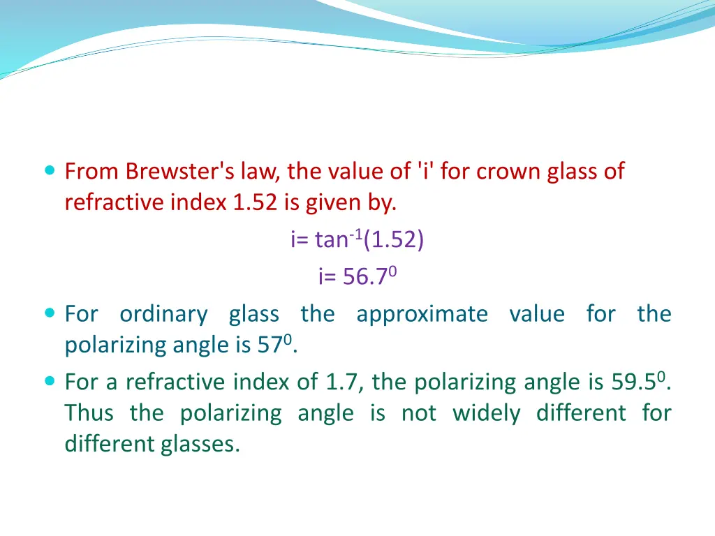 from brewster s law the value of i for crown